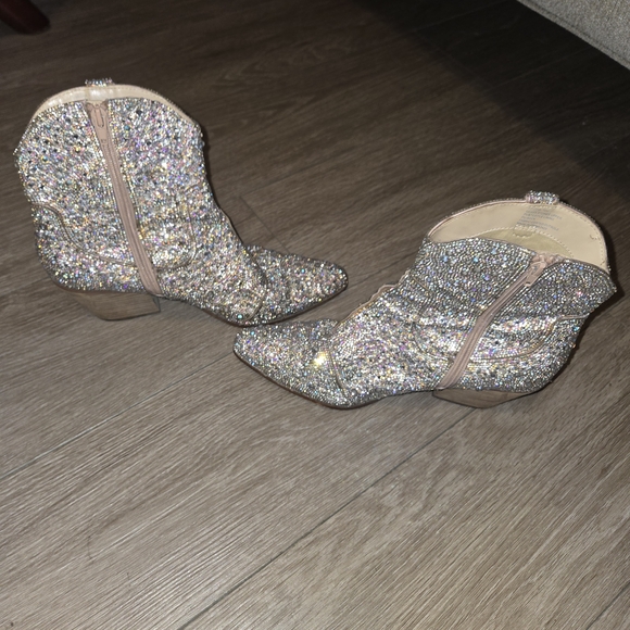 Silver Rhinestone Ankle Boots - Picture 3 of 3